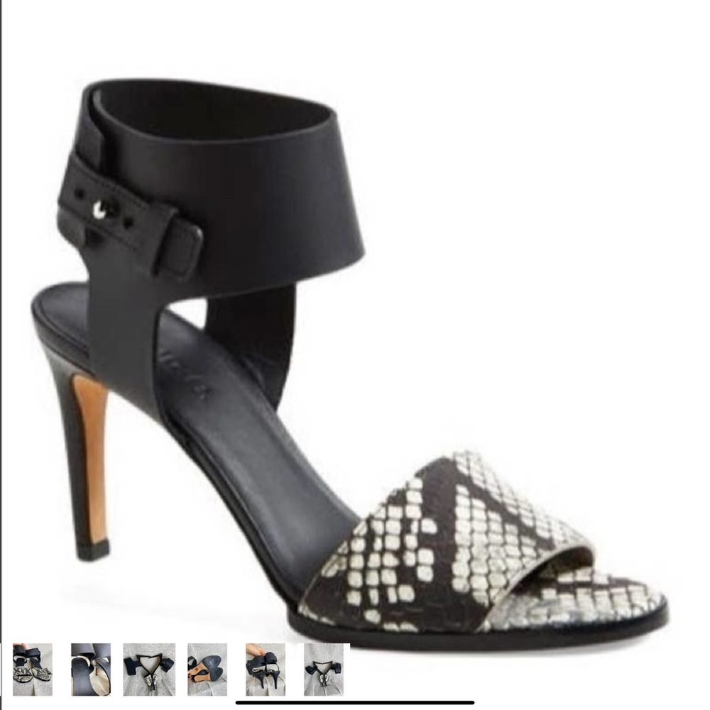 Vince Antonia Black/Python Leather Sandals Pumps